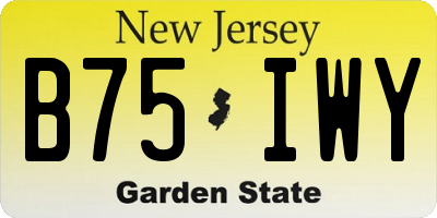 NJ license plate B75IWY