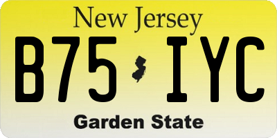 NJ license plate B75IYC