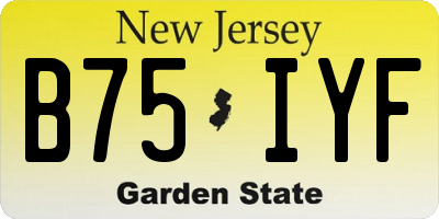 NJ license plate B75IYF