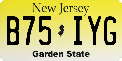 NJ license plate B75IYG