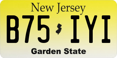 NJ license plate B75IYI