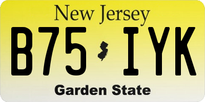 NJ license plate B75IYK