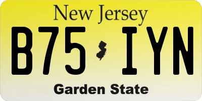 NJ license plate B75IYN
