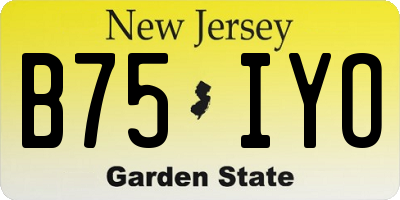 NJ license plate B75IYO