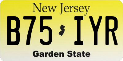 NJ license plate B75IYR