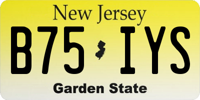 NJ license plate B75IYS