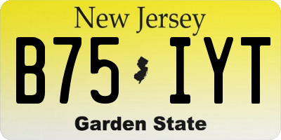 NJ license plate B75IYT