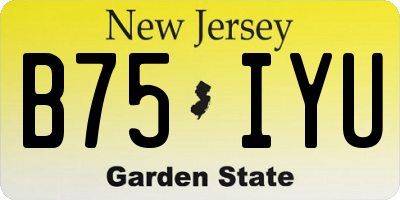 NJ license plate B75IYU