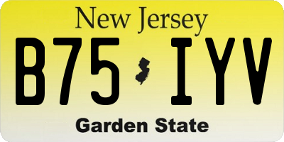NJ license plate B75IYV