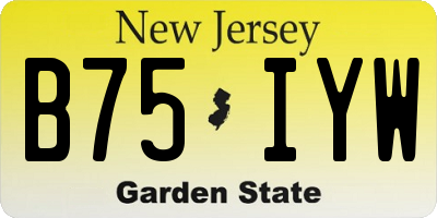 NJ license plate B75IYW