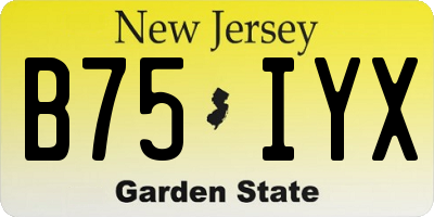 NJ license plate B75IYX