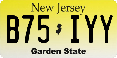 NJ license plate B75IYY