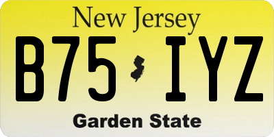 NJ license plate B75IYZ