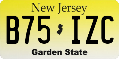 NJ license plate B75IZC