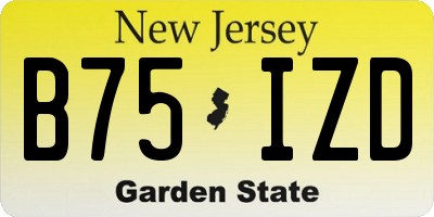 NJ license plate B75IZD