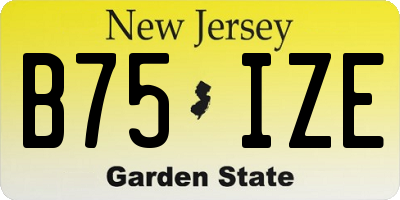 NJ license plate B75IZE
