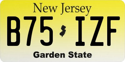 NJ license plate B75IZF