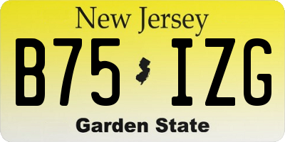 NJ license plate B75IZG