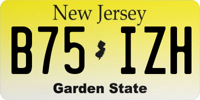 NJ license plate B75IZH