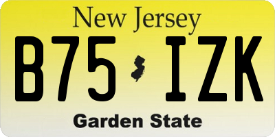 NJ license plate B75IZK