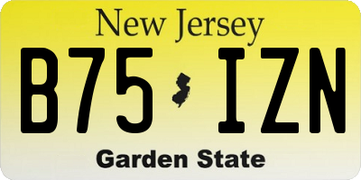 NJ license plate B75IZN