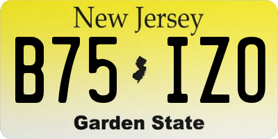 NJ license plate B75IZO