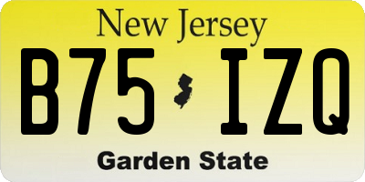 NJ license plate B75IZQ
