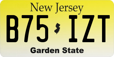NJ license plate B75IZT