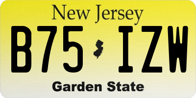 NJ license plate B75IZW