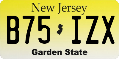 NJ license plate B75IZX