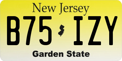 NJ license plate B75IZY