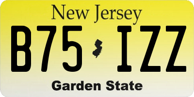 NJ license plate B75IZZ