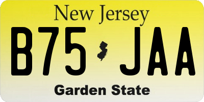 NJ license plate B75JAA