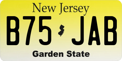 NJ license plate B75JAB