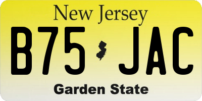 NJ license plate B75JAC