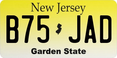 NJ license plate B75JAD