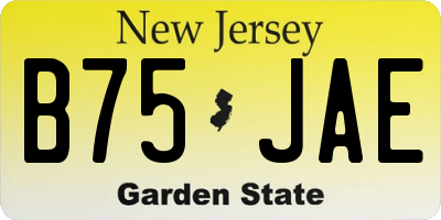 NJ license plate B75JAE