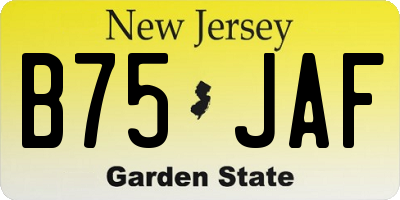 NJ license plate B75JAF