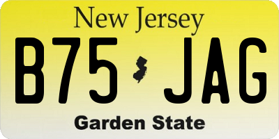 NJ license plate B75JAG
