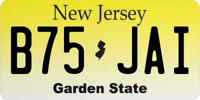 NJ license plate B75JAI