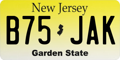 NJ license plate B75JAK