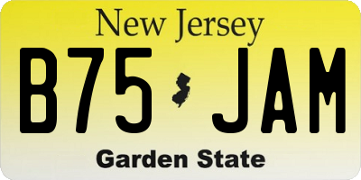 NJ license plate B75JAM