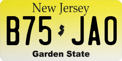 NJ license plate B75JAO