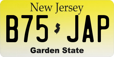 NJ license plate B75JAP