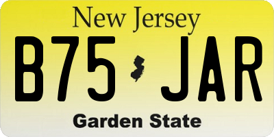 NJ license plate B75JAR