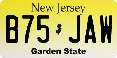 NJ license plate B75JAW
