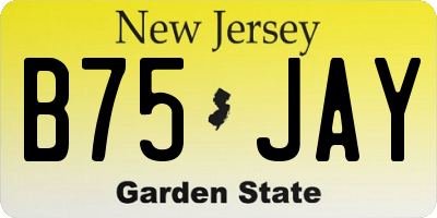 NJ license plate B75JAY