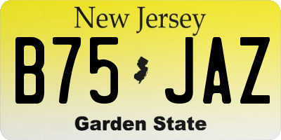 NJ license plate B75JAZ
