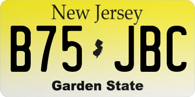 NJ license plate B75JBC