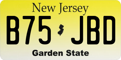 NJ license plate B75JBD